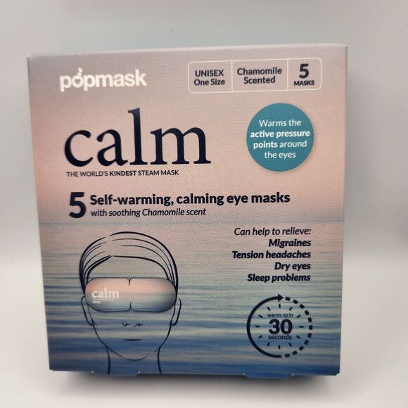 Popmask Calm Self-Warming Eye Masks Chamomile Scented NIB 5 Masks In Box - Picture 1 of 4